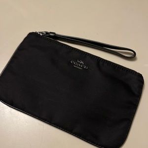 NWOT Black COACH material wristlet leather on trim only